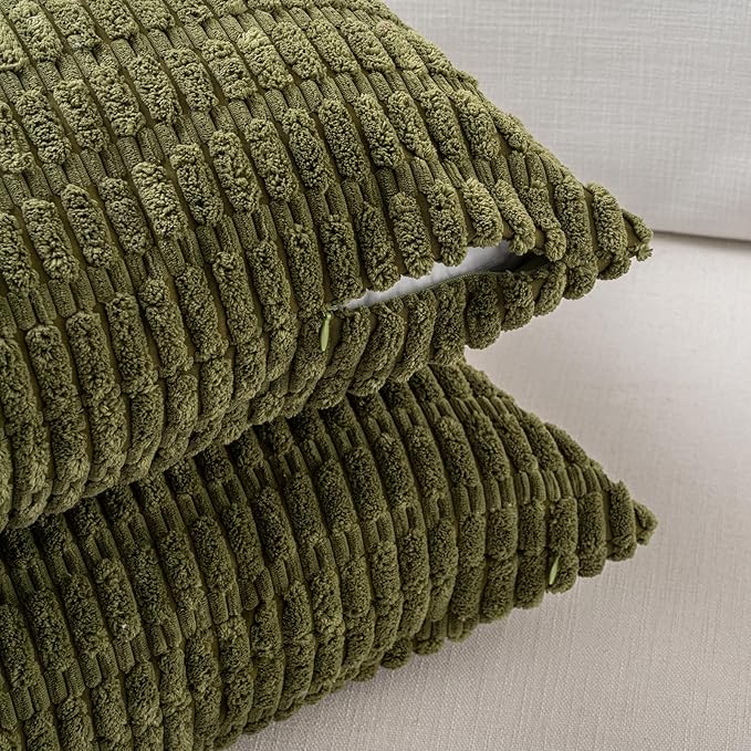 Fancy Homi 4 Packs Boho Moss Green Decorative Throw Pillow Covers 20x20 Inch - Image 3
