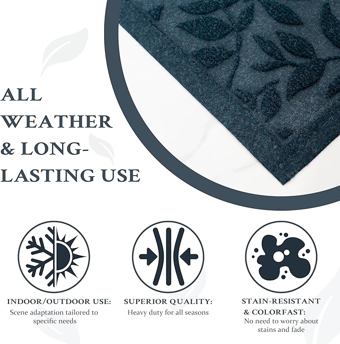 Blue Leaves Outdoor Indoor Entrance Door mat, Absorbent Durable Heavy Duty - Image 4