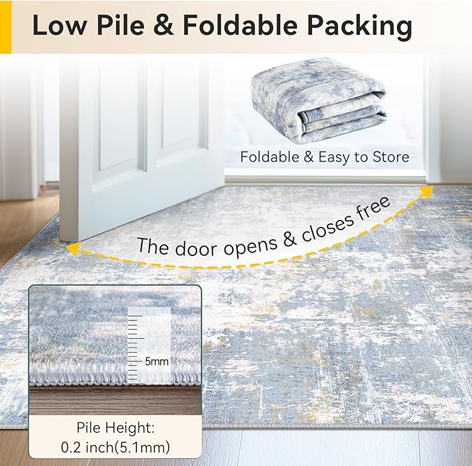 Washable Area Rugs 5'x7' Non-Slip Modern Abstract Soft - Image 8