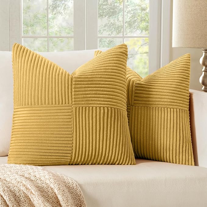 MIULEE Golden Mustard Decorative Throw Pillow Covers 16x16 Inch by MIULEE