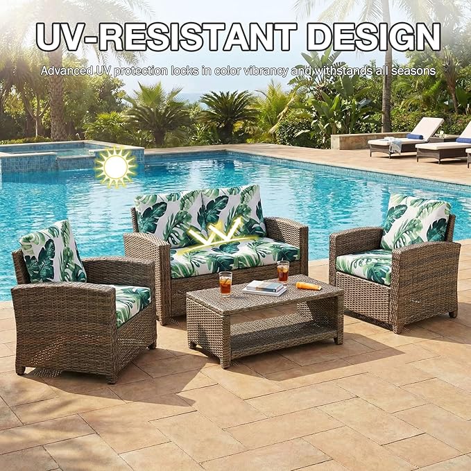 hyha 14Pcs Patio Cushion Covers, Stretch Outdoor Couch Cushion Covers, Washable - Image 6
