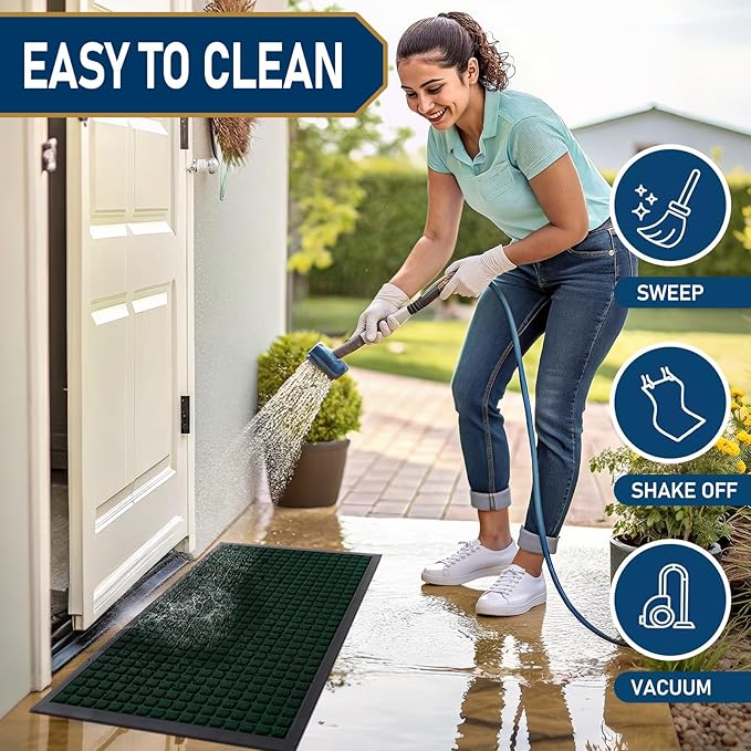 Smiry Front Door Mat Outside Entrance, Heavy Duty Natural Rubber Doormat - Image 5