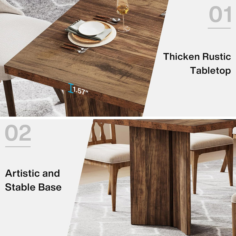 Tribesigns 63-inch Dining Table for 4-6, Farmhouse Kitchen Table with Large T...