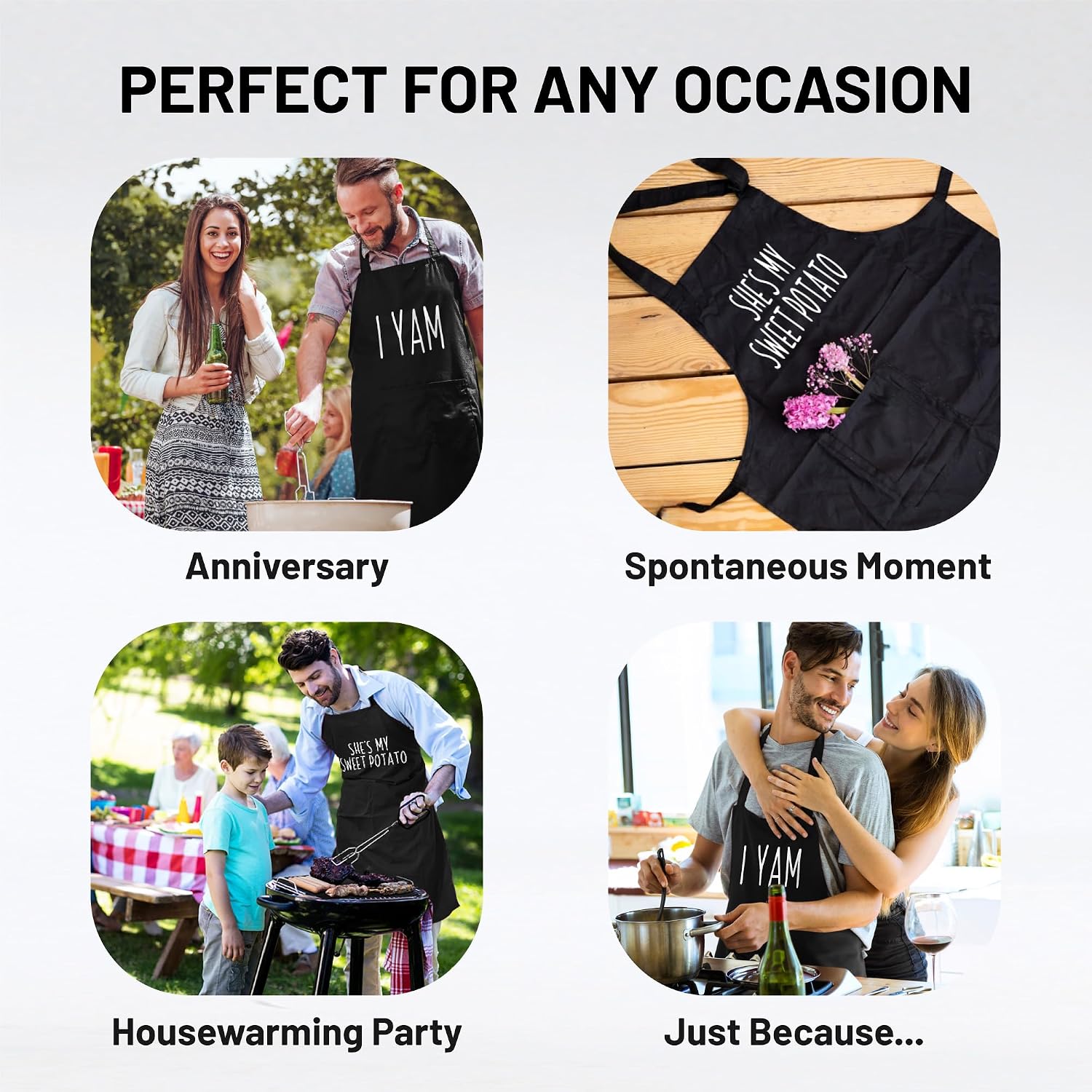 Funny Couple Aprons - Gift Ideas For Her Him - Wedding, Engagement, Bridal, Birthday; Kitchen Cooking Set