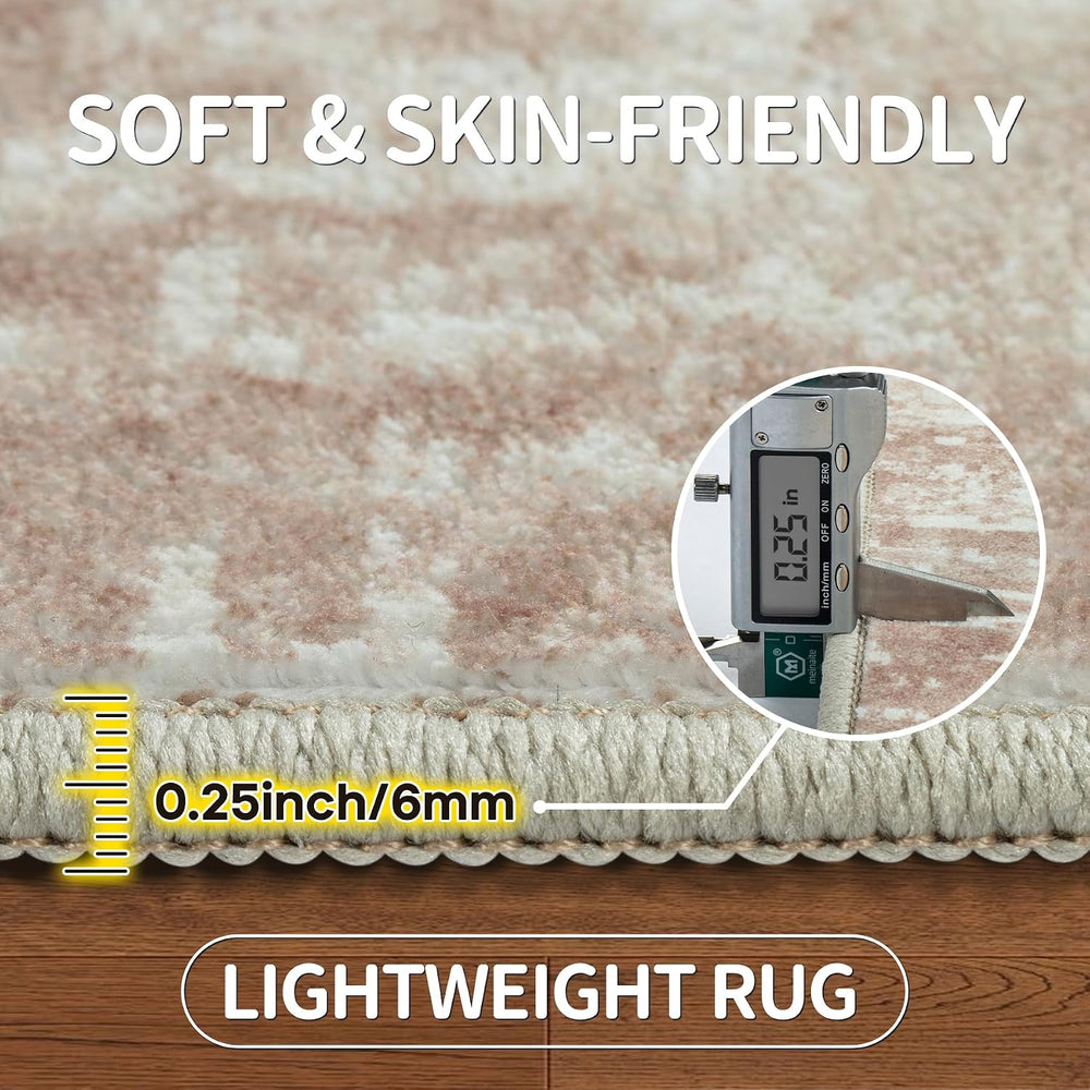 Aelenmu 9x12 Area Rugs for Living Room Bedroom Dining Room Washable Beige