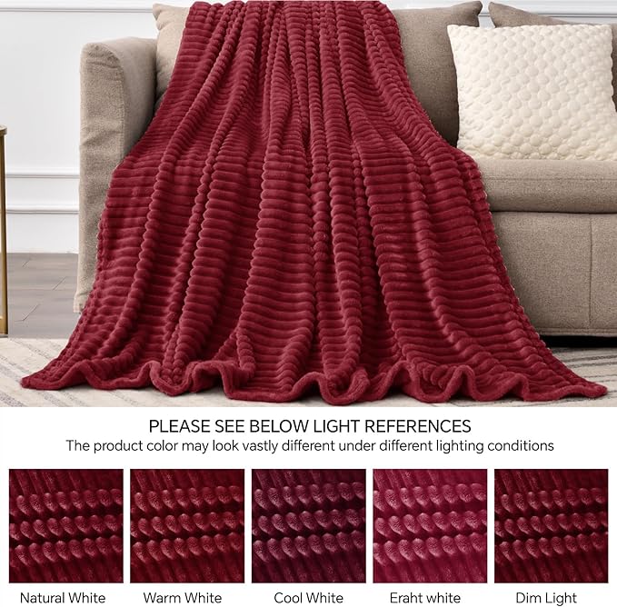BEDELITE Fleece Blanket Twin Size – 3D Ribbed Jacquard Soft and Warm Decorative - Image 5