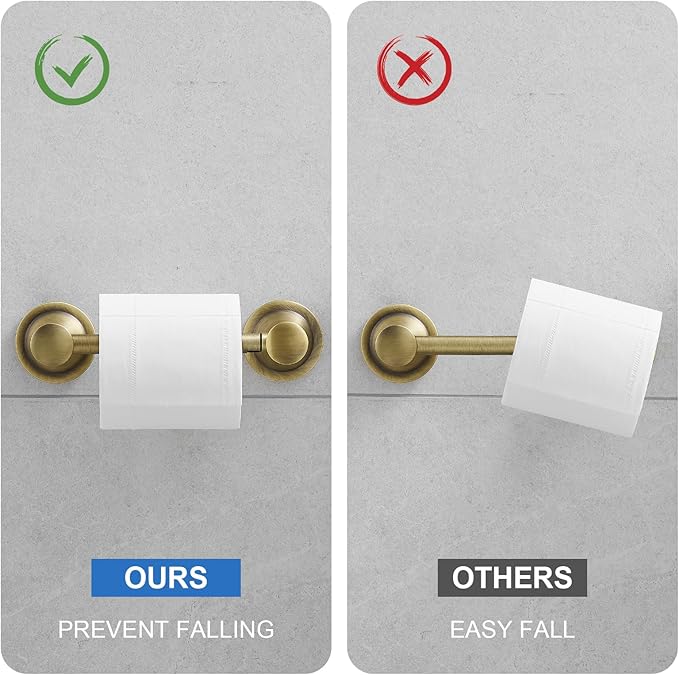 RUMOSE Toilet Paper Holder and Hand Towel Ring Antique Brass Wall Mount - Image 6