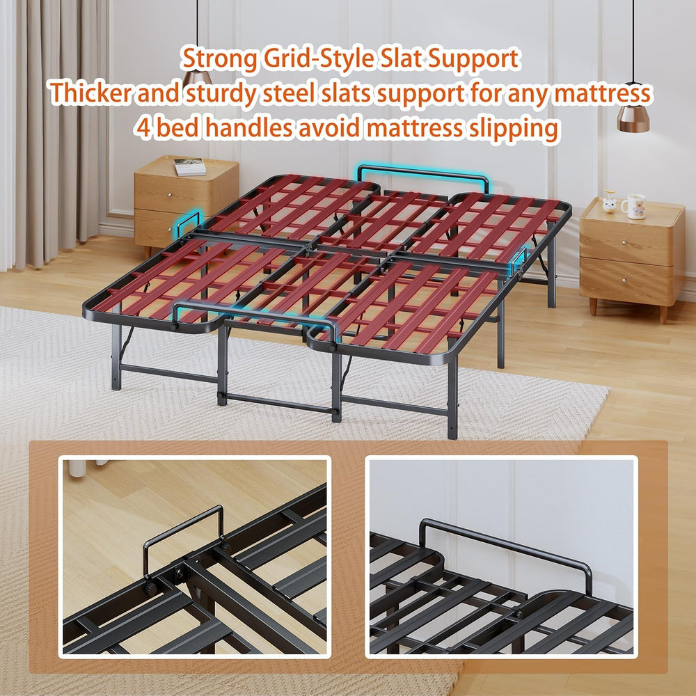 Foldable Full Size Bed Frame, Folding Bed Frame Full, 14 Inch Full Metal Bed ...