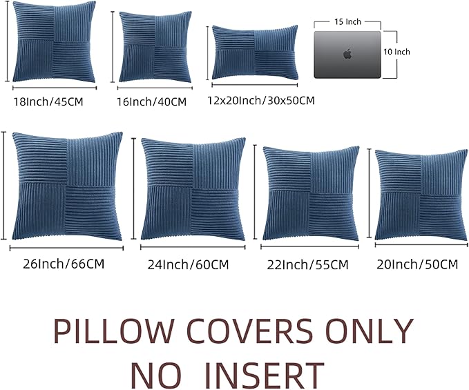 Fancy Homi 2 Packs Dusty Blue Euro Decorative Throw Pillow Covers 26x26 Inch - Image 6