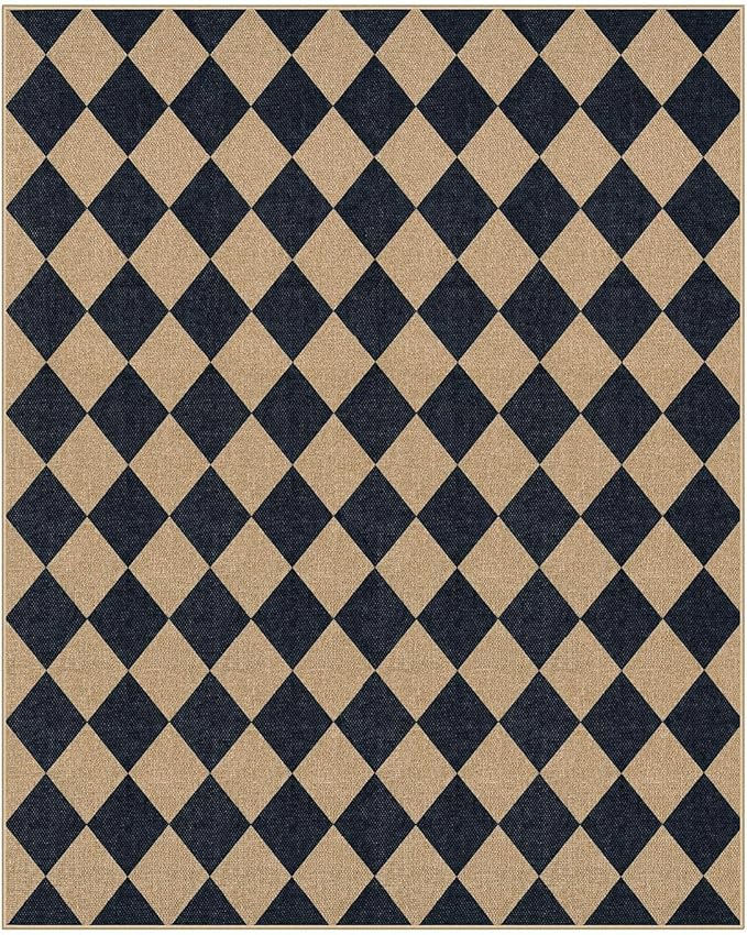 Lahome Colette Checkered Easy Jute Area Rug 8x10, Large Living Room Patio Rug - Image 7