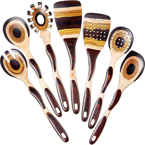 7Pcs Pakkawood Kitchen Utensils Set by NAYAHOSE