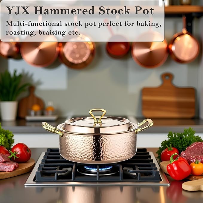 YJX 4.2QT Hammered Stock Pot - Image 3