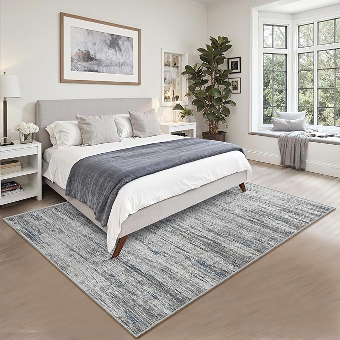 5x7 Area Rugs - Ultra-Thin Washble Rugs, Non-Slip Low Pile Abstract Print Rugs - Image 6