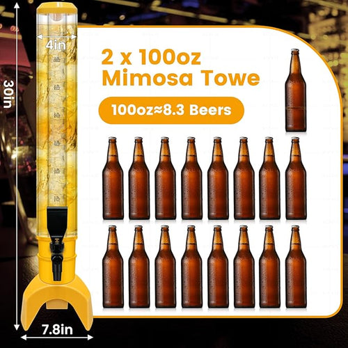 2 Pcs Beer Dispenser, 3L/100 Oz Mimosa Tower - Image 2