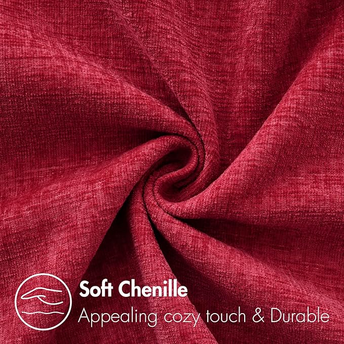 MIULEE Pack of 2 Red Couch Throw Pillow Covers 12x20 Inch Soft Chenille Lumbar - Image 2