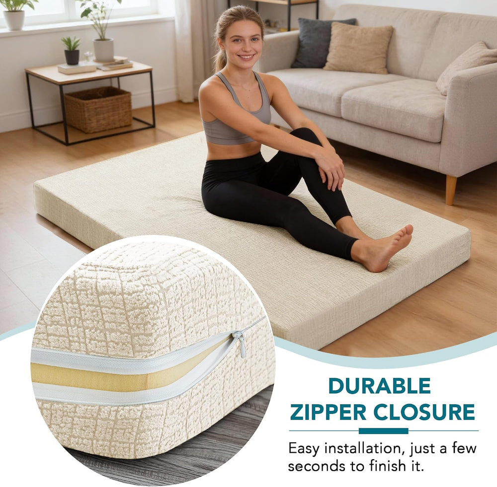 FantasDecor Twin Futon Mattress Cover Extra Thick Futon Mattress Cover for Tr...