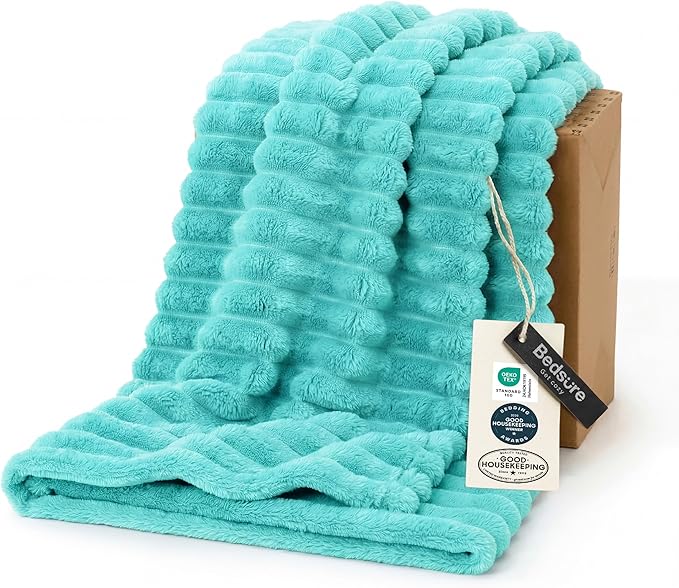 Bedsure GentleSoft Blue Fog Fleece Blanket by BEDSURE
