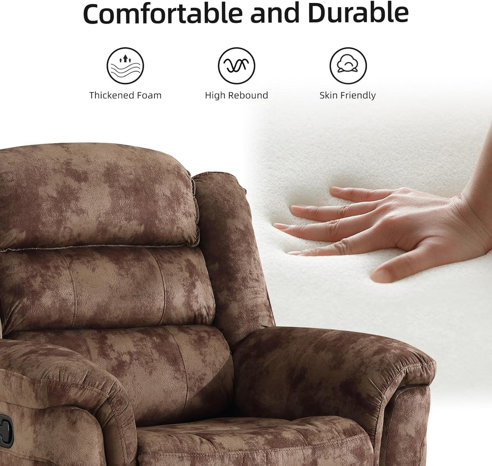 EBELLO Manual Recliner Chair, Soft Fabric Recliner Sofa with Overstuffed Armr...