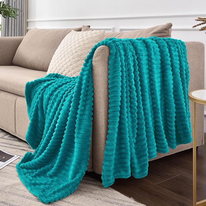 BEDELITE Fleece Blanket Twin Size – 3D Ribbed Jacquard Soft and Warm Decorative - Image 8