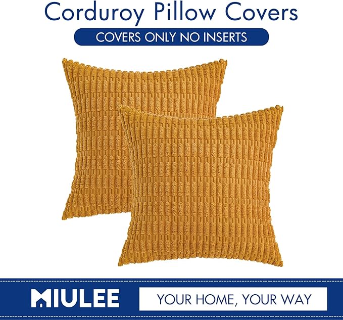 MIULEE Pack of 2 Corduroy Decorative Throw Pillow Covers 18x18 Inch Soft Boho - Image 6