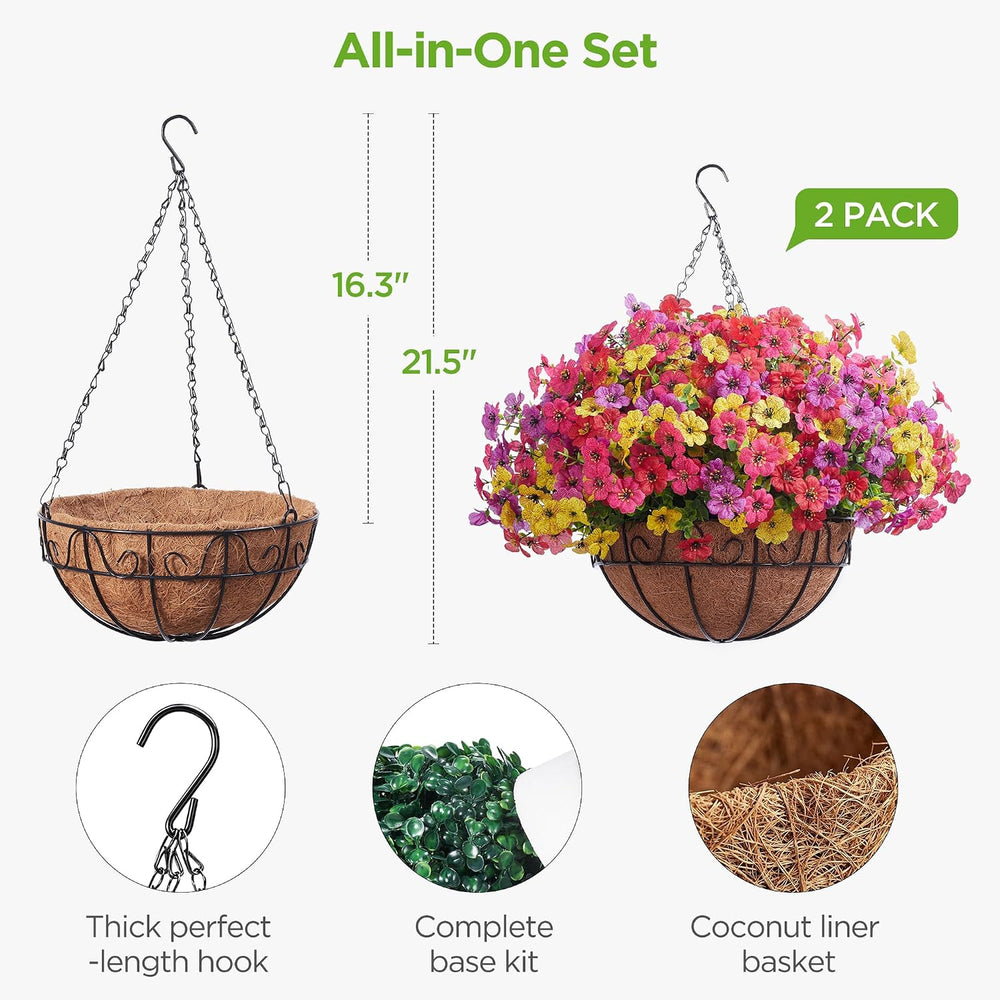 InnoGear Artificial Hanging Flowers for Outdoors Fake Plants Baskets 4 Hues