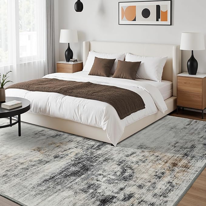 Toneed Abstract Area Rug Modern Washable Rug Soft Non Slip Rug Low Pile - Image 3