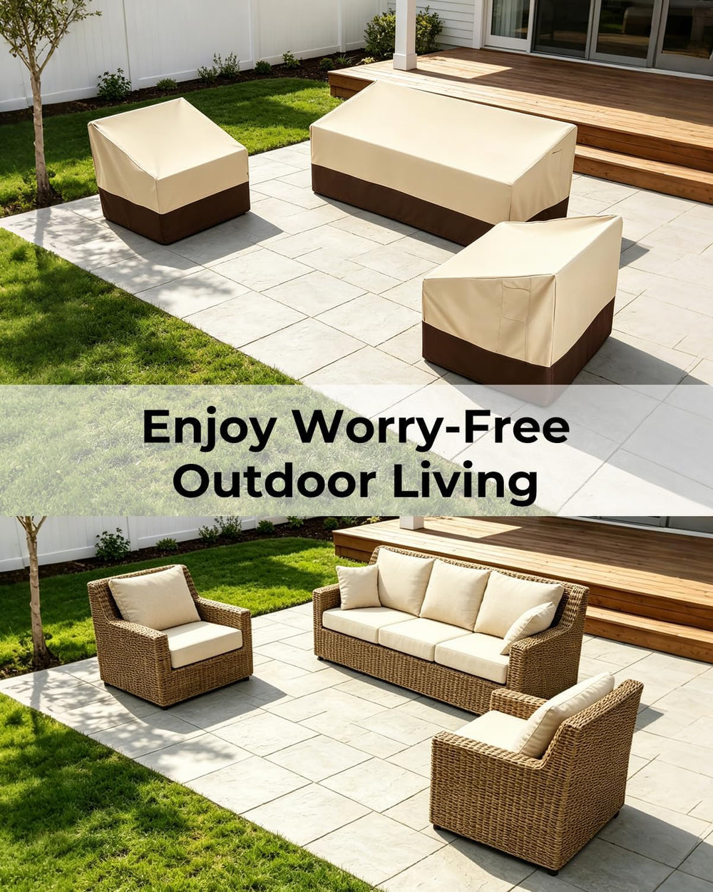 Loriano 3-Piece Patio Furniture Covers for Outdoor Seating – 600D Heavy-Duty ...