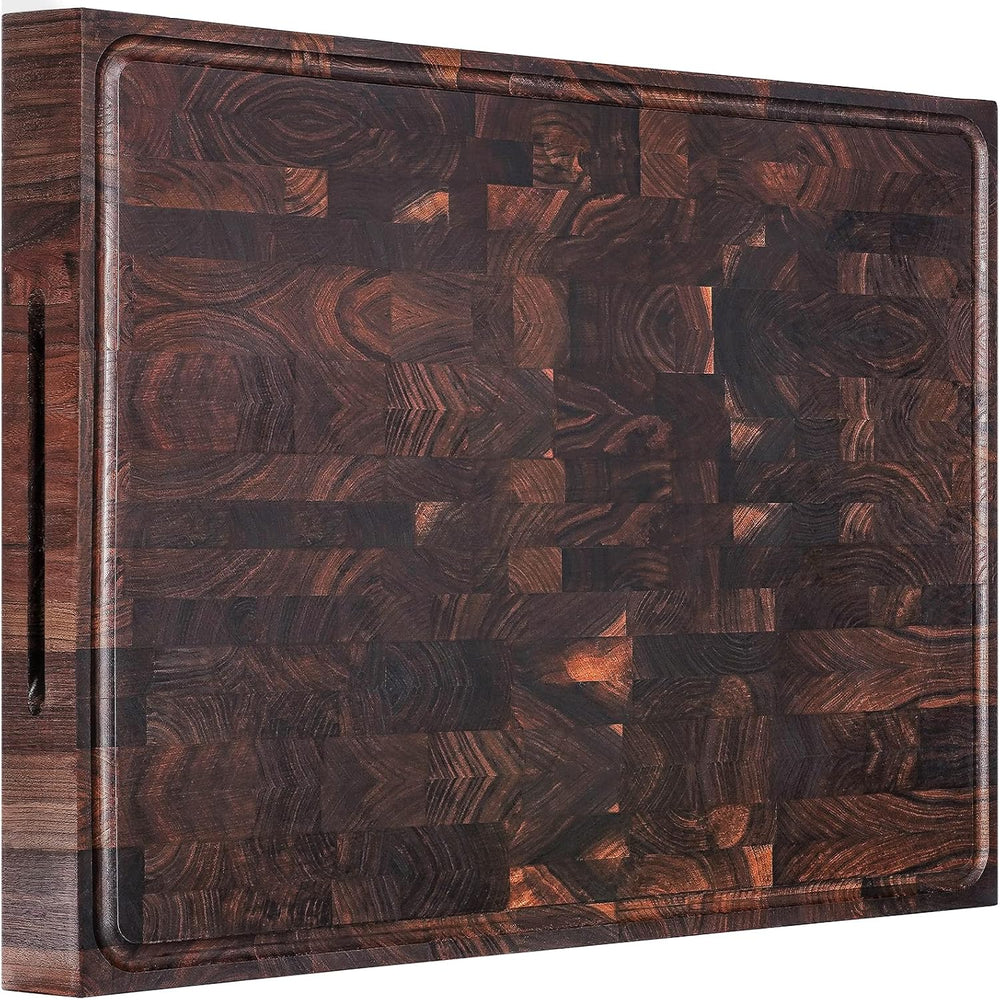 AZRHOM Extra Large Thick Walnut Wood End Grain Cutting Board 24x18x2 In