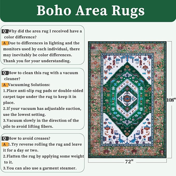 SERISSA 6x9 Area Rugs for Living Room, Large Washable Non-Slip Boho Rug - Image 2