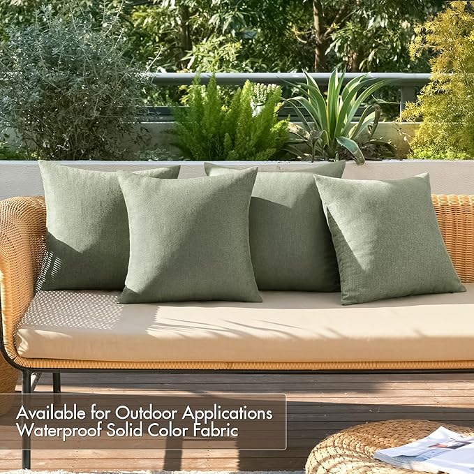 MIULEE Pack of 4 Decorative Outdoor Throw Pillow Covers Linen Waterproof Pillow - Image 2