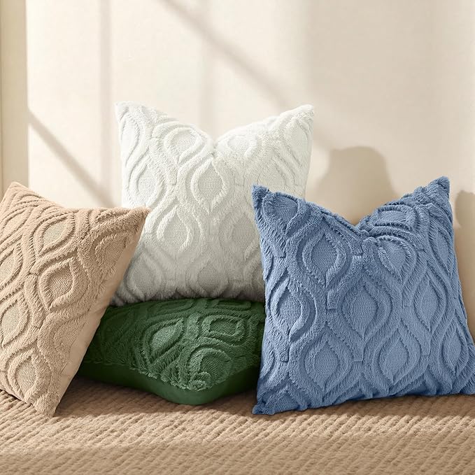 decorUhome Throw Pillow Covers 20x20 Inch Set of 2, Soft Plush Faux Wool Dusty - Image 5