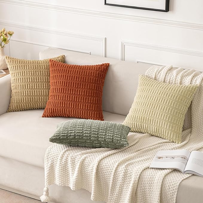 MIULEE Pack of 2 Corduroy Decorative Throw Pillow Covers 18x18 Inch Soft Boho - Image 7