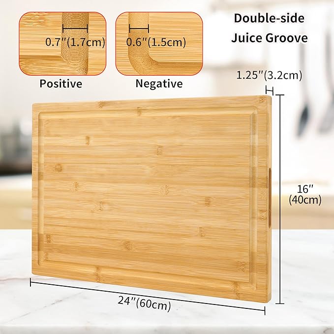 Utoplike Extra Large XXXL Bamboo Cutting Board 24 x16 Inch, Largest Wooden - Image 4