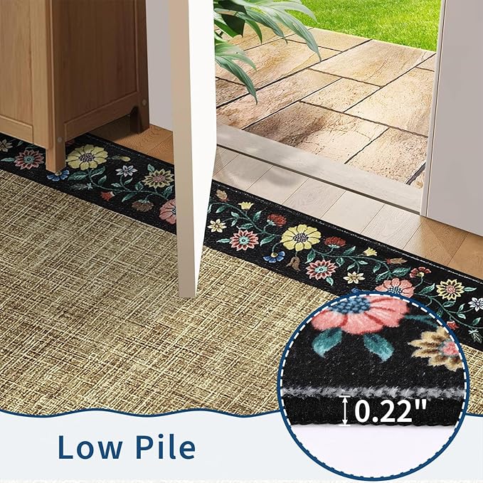 GarveeHome Washable Living Room Rug 9x12 Floral Bordered Area Rugs Soft Thin - Image 5