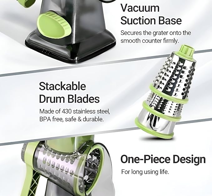 INCITATUS - Cheese Grater Hand Crank - Rotary Cheese Shredder - 3 - Image 7