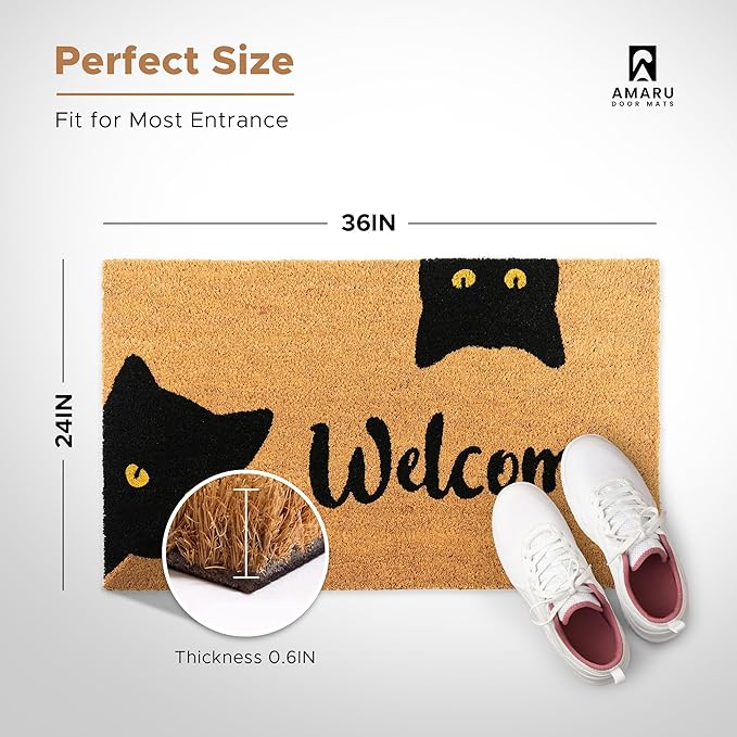 Welcome Cats - 24"x36" - Coir Door Mat - Welcome Mats - Image 2