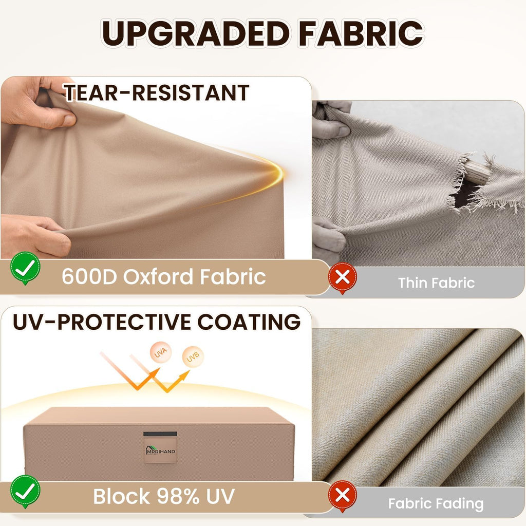 Mrrihand Outdoor Patio Furniture Covers Waterproof 98"Lx78"W x30"H 600D | All Weather Protection Against Rain, Dust & UV Rays; Fits Dining Table & Chair or Sectional Set, Heavy-duty for Patio & Deck