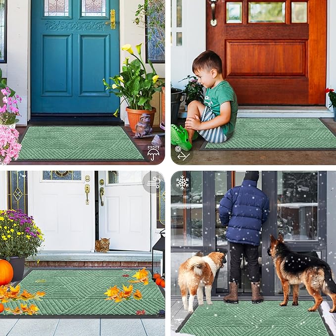 Smiry Front Door Mat Outside Entrance, Heavy Duty Sturdy Natural Rubber Doormat - Image 7