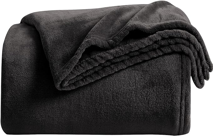KMUSET Super Soft Throw Blanket Premium Silky Flannel Fleece Throw Size Black by COZYBLANKETHappyHomeLife