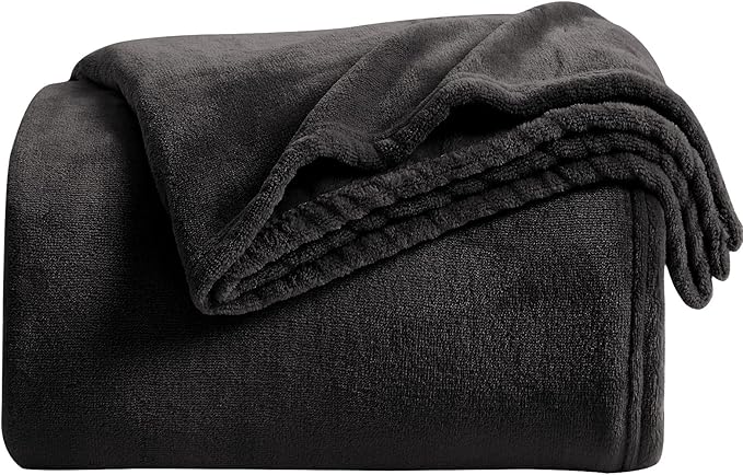 KMUSET Super Soft Throw Blanket Premium Silky Flannel Fleece Twin Size Black by COZYBLANKETHappyHomeLife