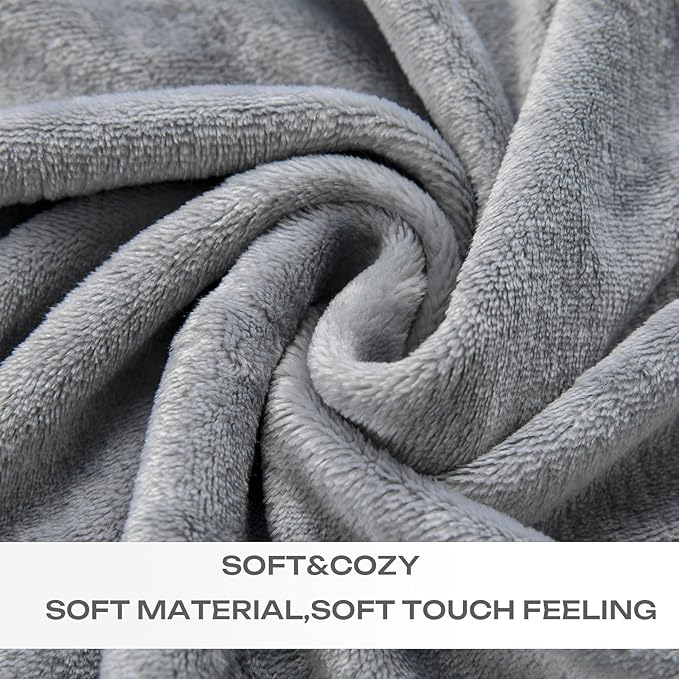 JIAHANNHA Fleece Blanket Twin Size Grey 60 by 80 Inches Throw Blankets - Image 5