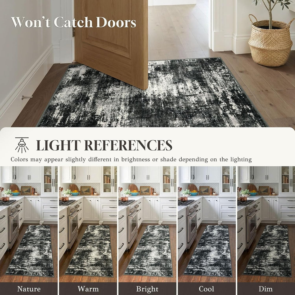 Lansny Abstract Washable 2x6 Hallway Runner Rug Non Slip Kitchen Runner | Cha...