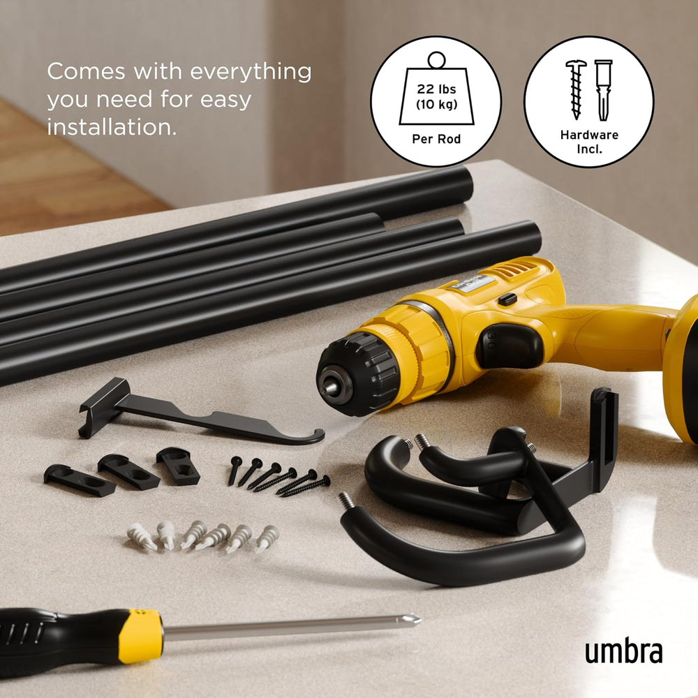Umbra Twilight Double Curtain Rod, Wrap Around, 30 to 84 Inches, Black