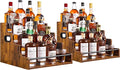 YQBRAO 2 Pack 4-Tier Liquor Bottle Display Shelf, 16-Inch Wooden Bar Shelves by Unknown
