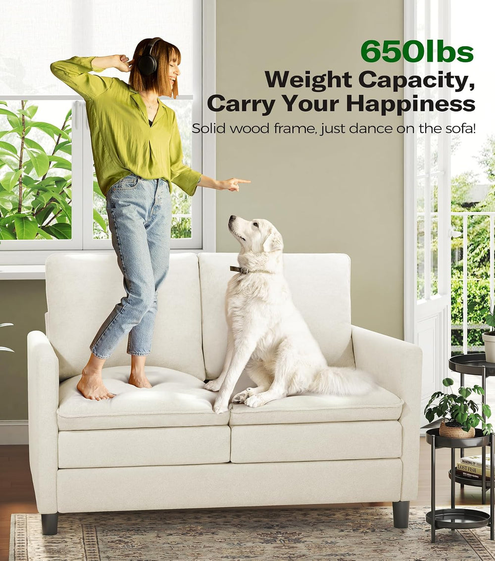 Welzona 3-Layers Cloud Loveseat Sofa, 51" Small Couch, Teddy Small Sofa