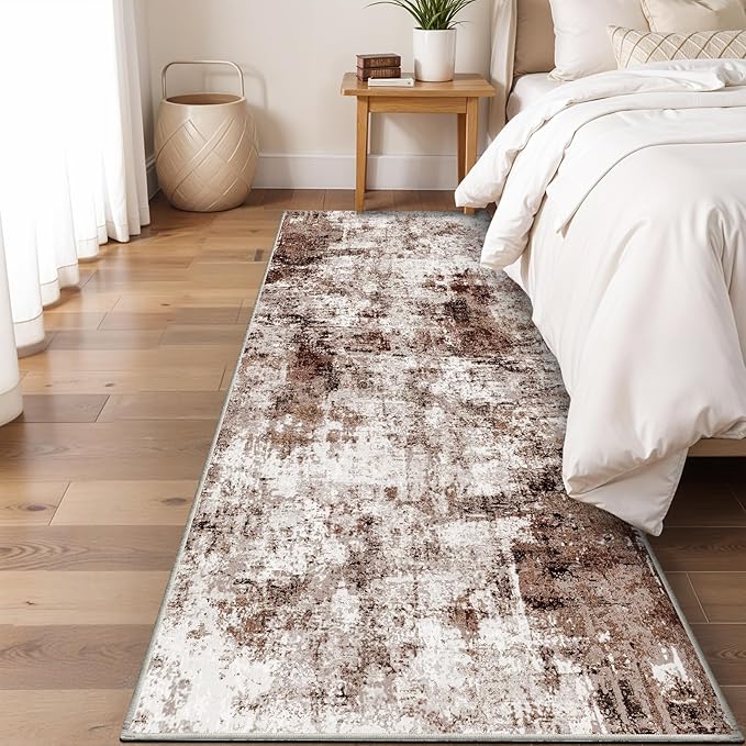 2x6 Washable Runner Rugs for Hallway: Easy-to-Clean Abstract Runners for - Image 2