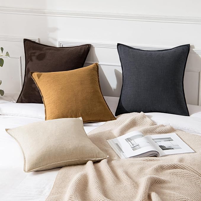MIULEE Decorative Linen Euro Sham Pillow Covers 24x24 Hazel ​Boho Farmhouse​ - Image 5