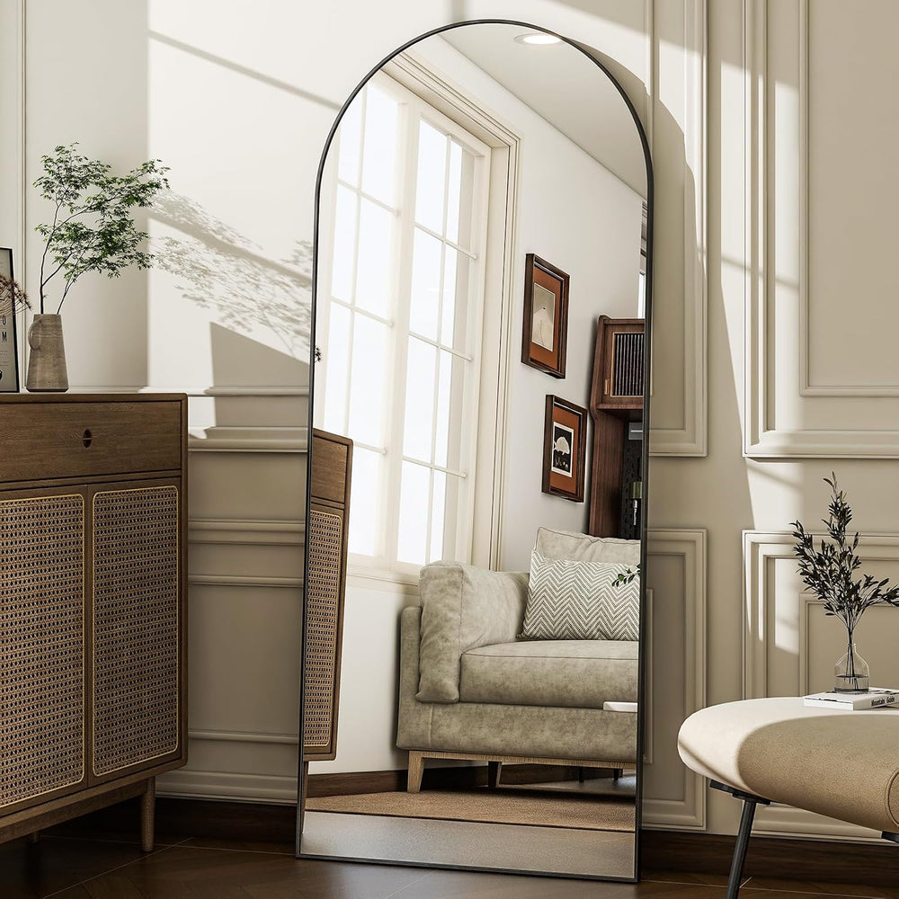 57" x 20" Arched Full Length Mirror - Wall Mounted/Floor Mirror Alu...