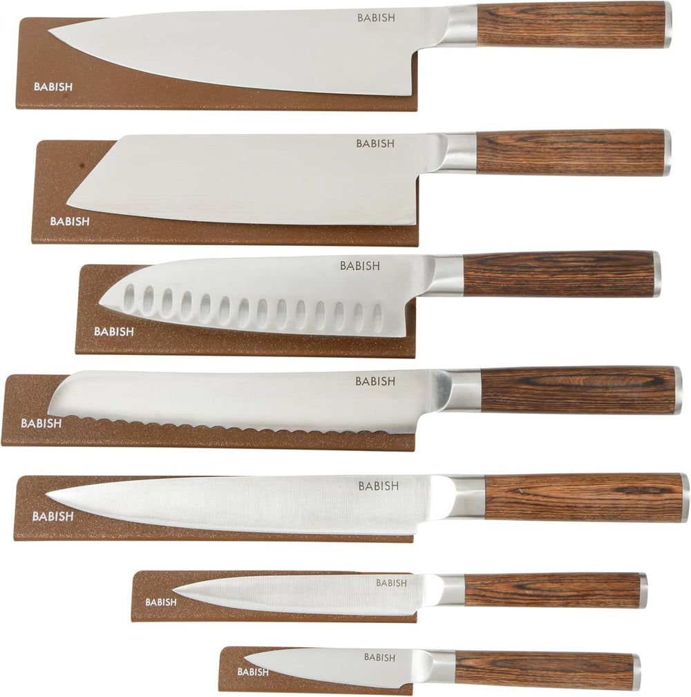 Babish 14-Piece Full Tang Forged Dark Pakka Wood Kitchen Knife Set –