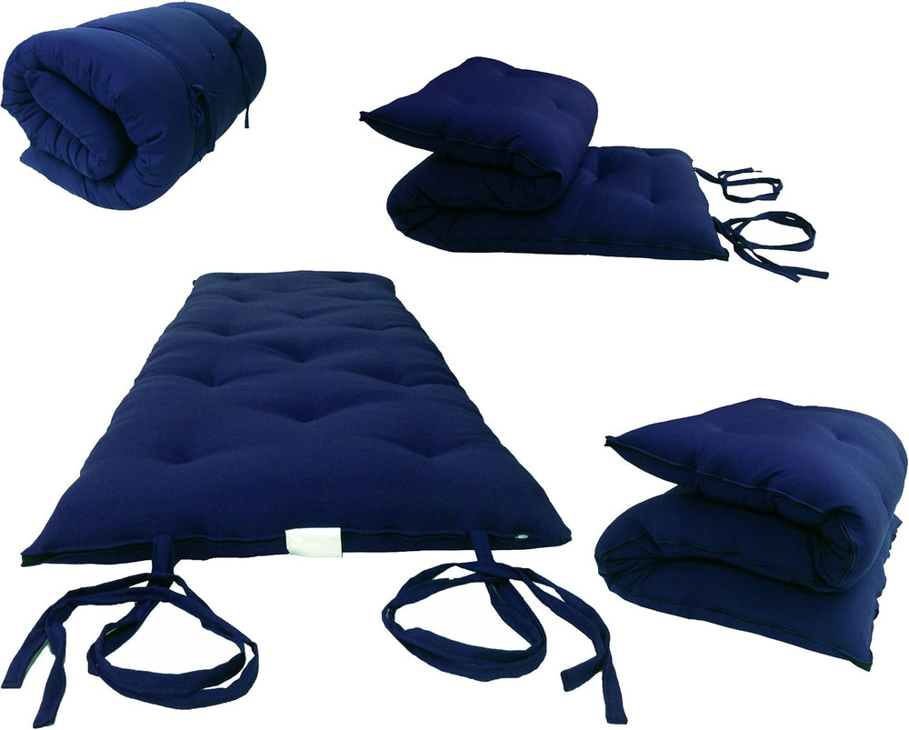 D&D Futon Furniture Full Size Navy Blue Traditional Japanese Floor Rollin...
